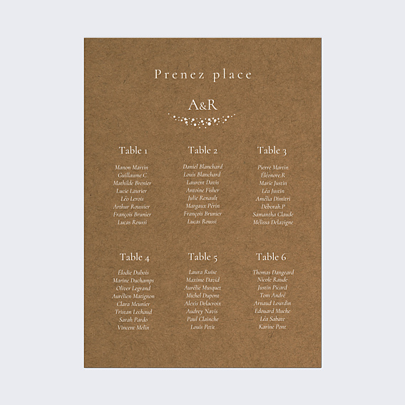 Plan de Table Mariage Couronne de Dentelle