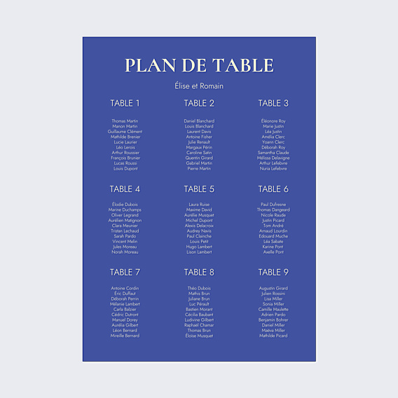 Plan de table mariage Riviera