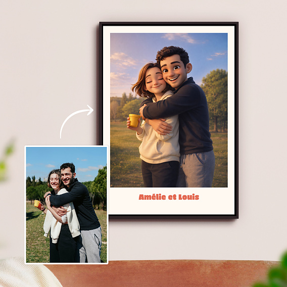 Poster famille Couple en film d'animation