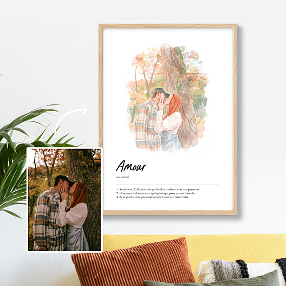 Poster famille Définition amour aquarelle