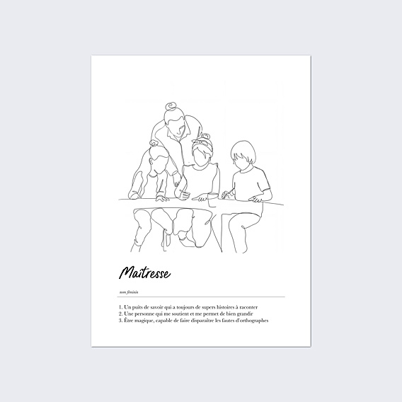 Poster famille Définition maîtresse line art