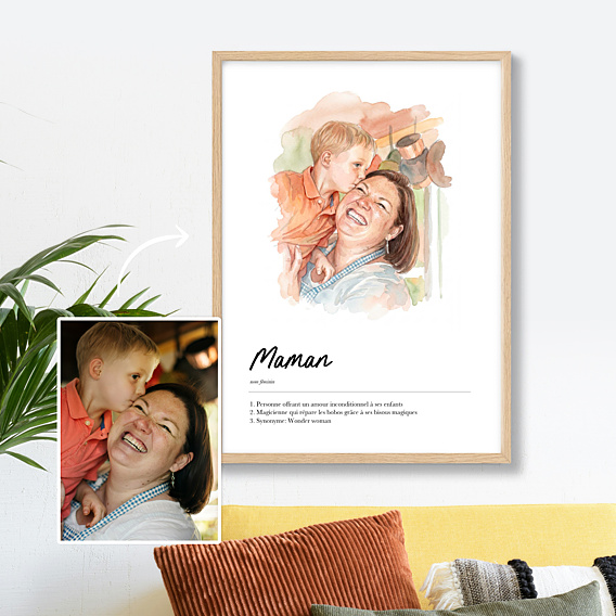 Affiche famille Définition maman aquarelle