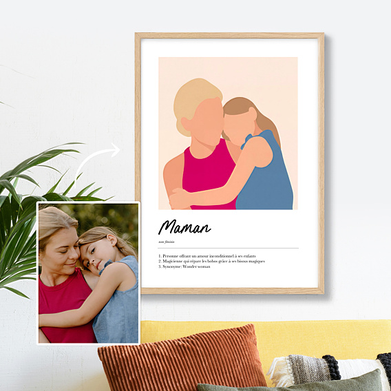 Affiche famille Définition maman minimaliste