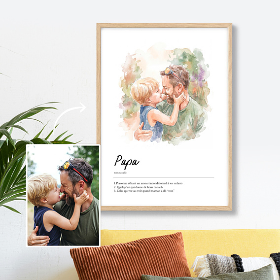 Affiche famille Définition papa aquarelle
