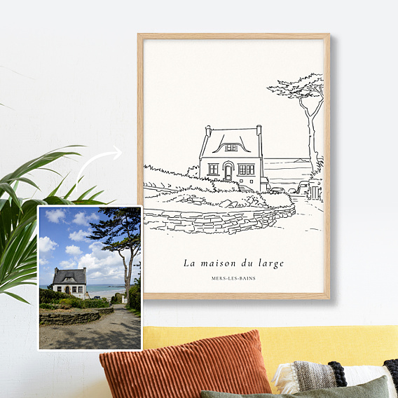 Affiche famille Maison en line art