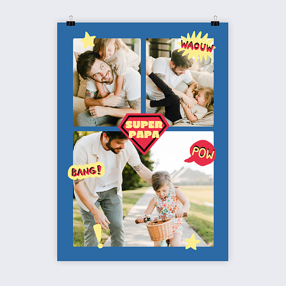 Poster famille Papa héros