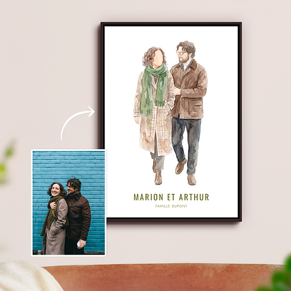 Poster famille Portrait aquarelle aligné simple