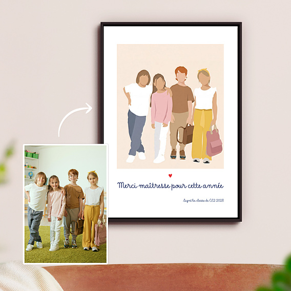 Affiche famille Portrait de classe minimaliste