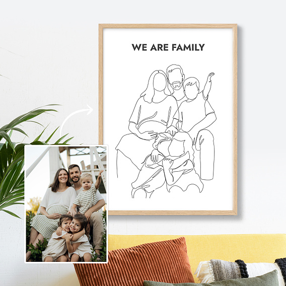 Poster famille Portrait en line art