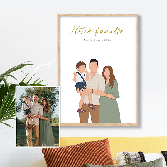 Poster famille Portrait minimaliste ajusté