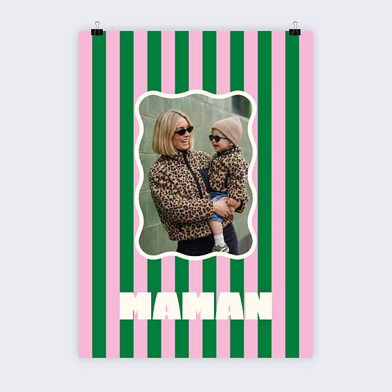 Poster famille Rayures d'amour maman