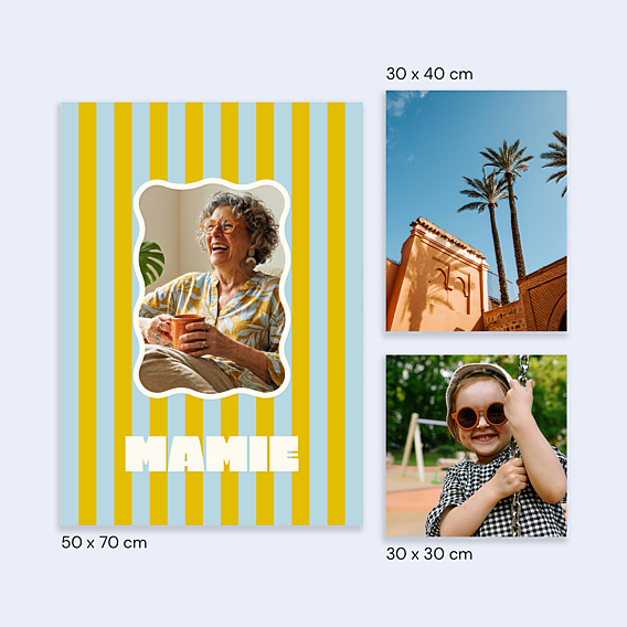 Poster famille Rayures d'amour mamie