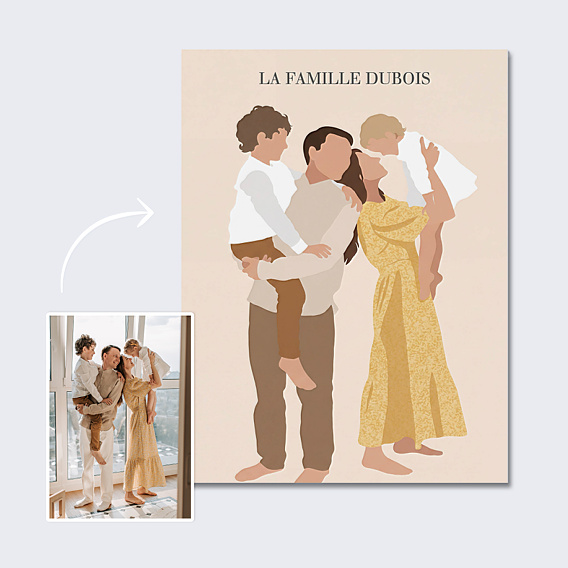 Poster famille Portrait en illustration minimaliste