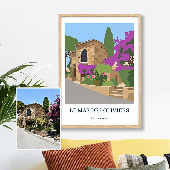 Poster famille Maison en illustration minimaliste