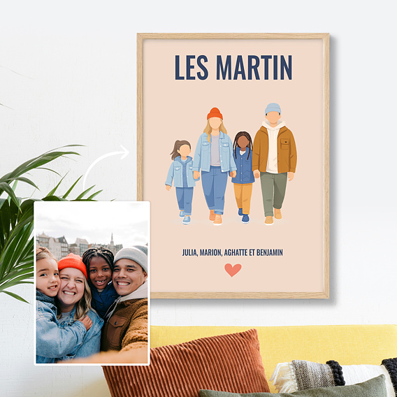 Poster famille Portrait aligné minimaliste