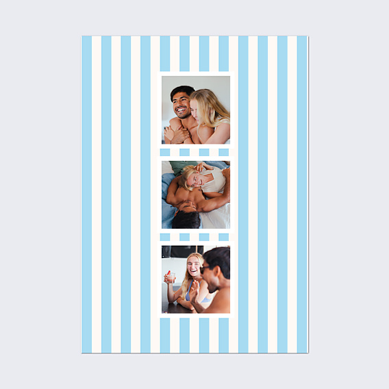 Affiche famille Escale rayée bleue