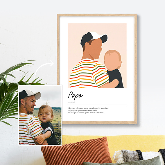 Poster famille Définition papa minimaliste