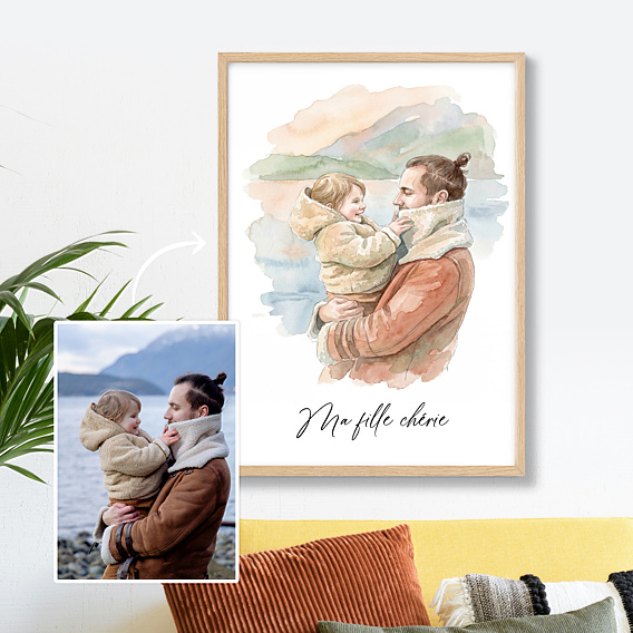 Poster famille Portrait en aquarelle
