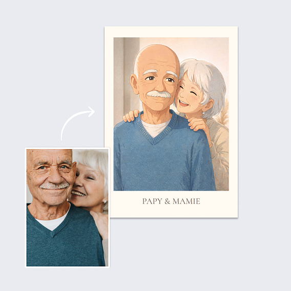 Affiche famille Portrait en manga Après 2