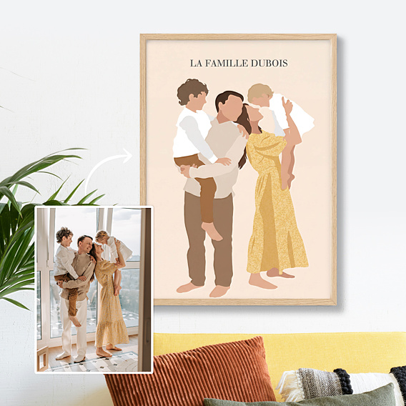 Poster famille Portrait en illustration minimaliste
