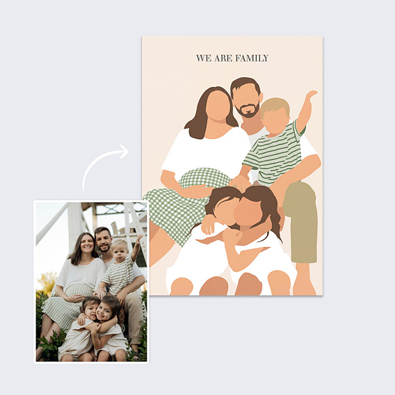 Affiche famille Portrait en illustration minimaliste Après 2