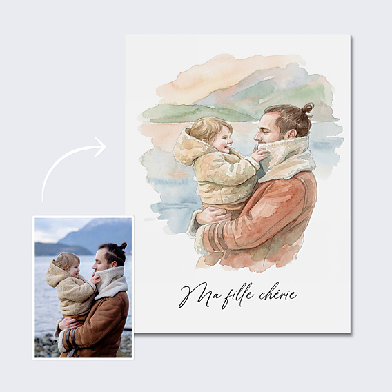 Poster famille Portrait en aquarelle