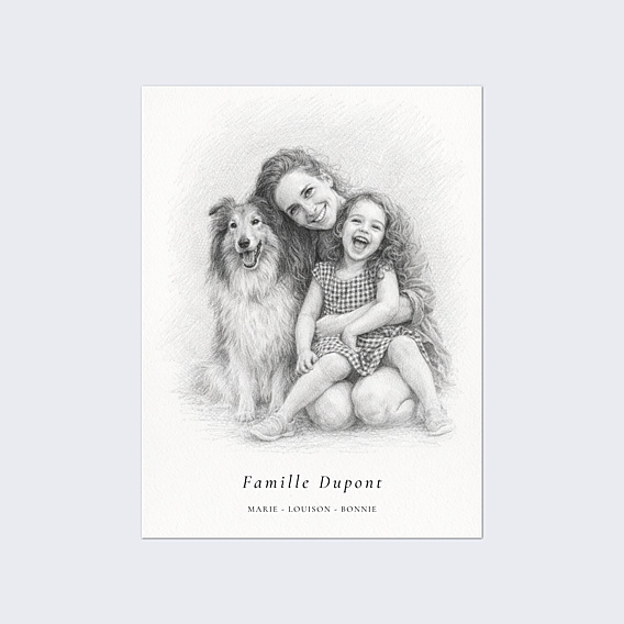 Poster famille Portrait au crayon de papier