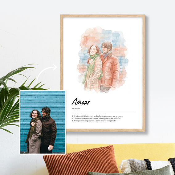 Poster famille Définition amour aquarelle