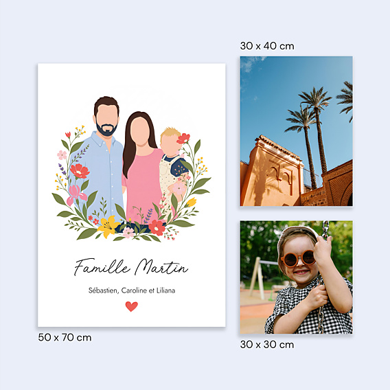 Poster famille Portrait minimaliste avec couronne champêtre