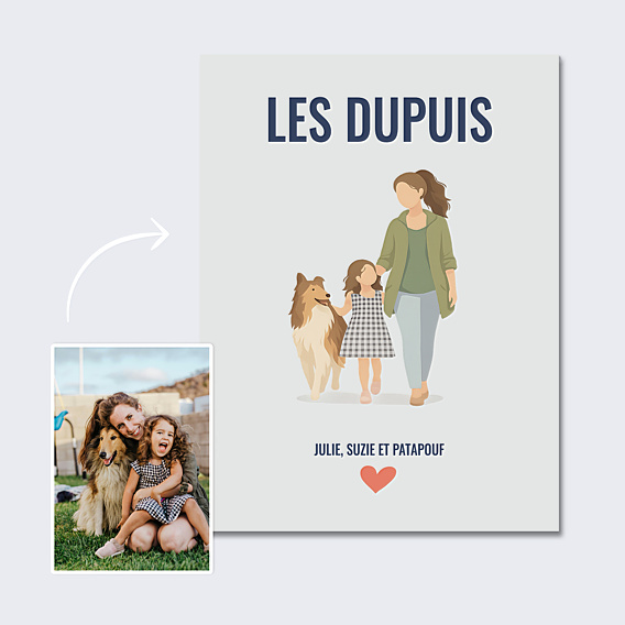 Poster famille Portrait aligné minimaliste