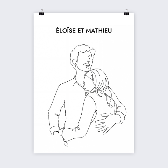 Affiche famille Couple en line art Recto
