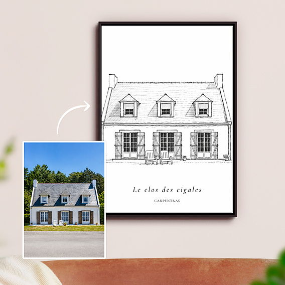Poster famille Maison en croquis