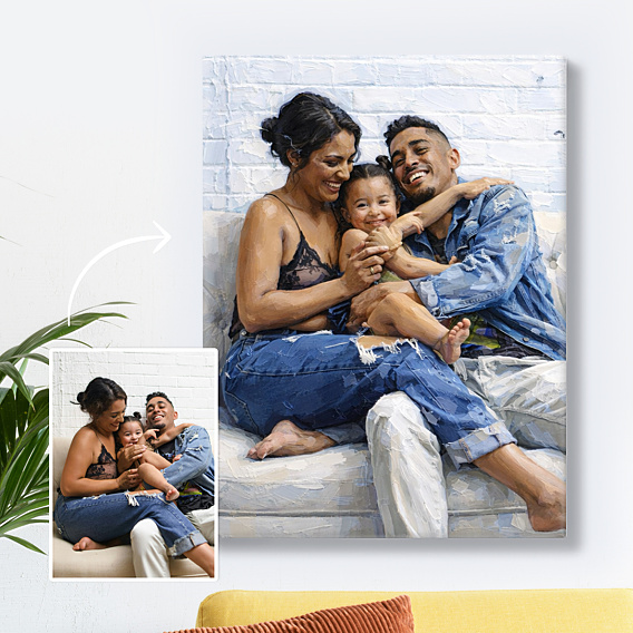 Poster famille Portrait en peinture à l’huile