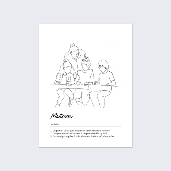 Poster famille Définition maîtresse line art