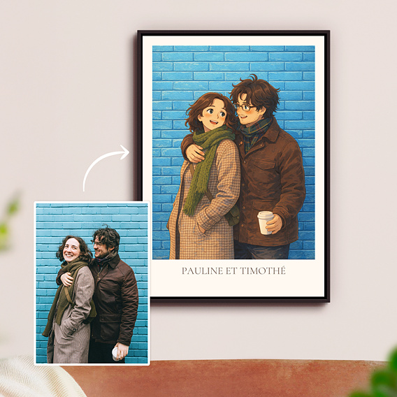 Affiche famille Portrait en manga Après 1