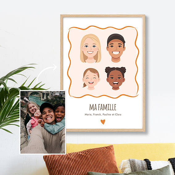 Affiche famille Visages minimalistes