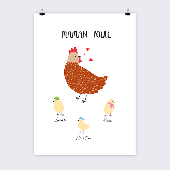 Poster personnalisé maman poule