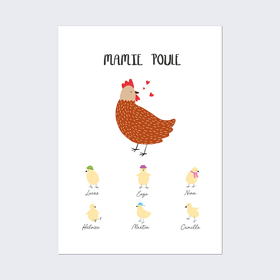 Affiche famille Mamie Poule