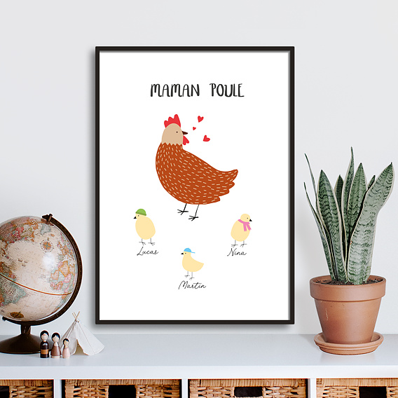 Poster famille Maman Poule
