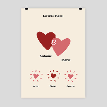 Poster Personnalisé Famille avec Cœurs