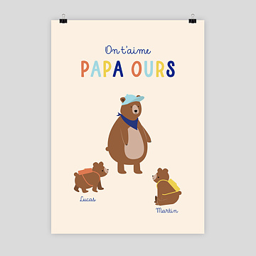 Poster Personnalis� Papa ours