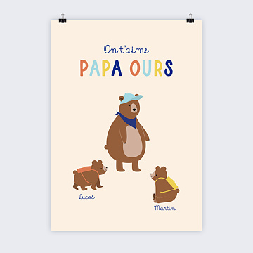 Poster Personnalis Papa ours