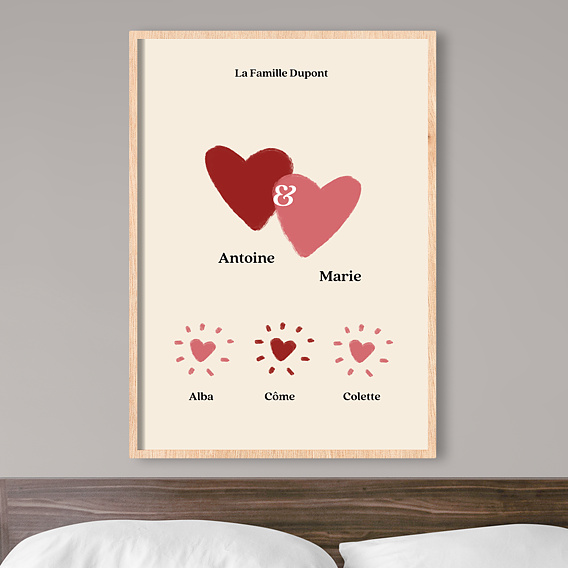 Poster Personnalisé Famille avec Cœurs