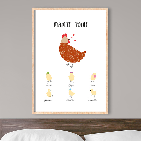 Poster Personnalisé Mamie Poule