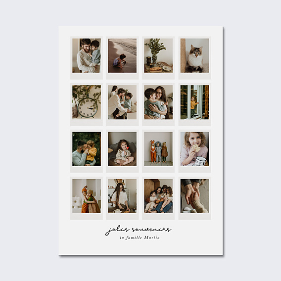 Poster famille Grille Polaroid