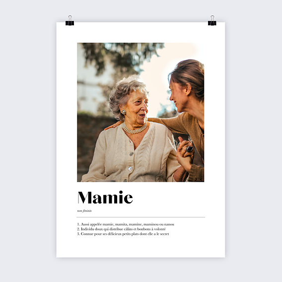 Affiche famille Définition Mamie Photo Recto