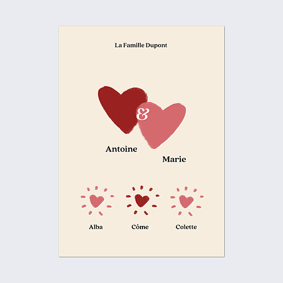 Poster famille Famille avec Cœurs