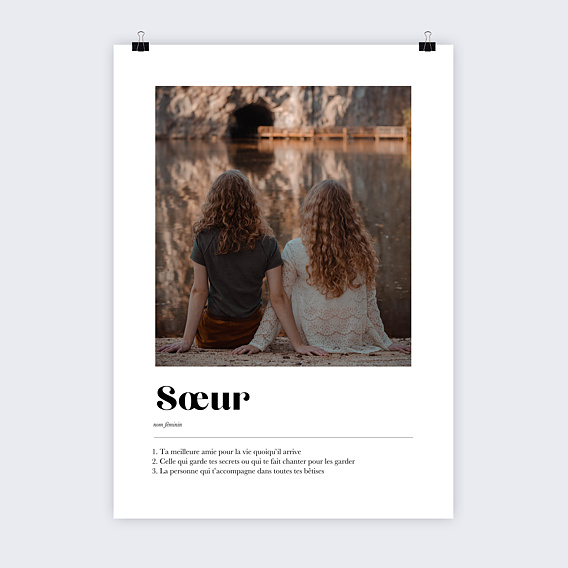 Affiche famille Définition Sœur Photo Recto