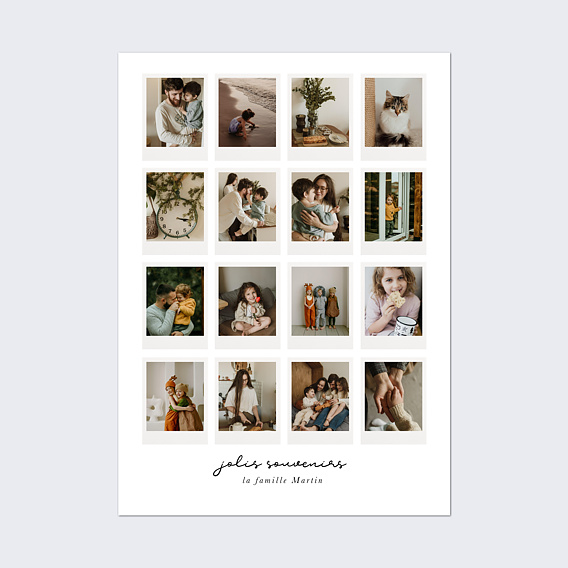 Poster famille Grille Polaroid
