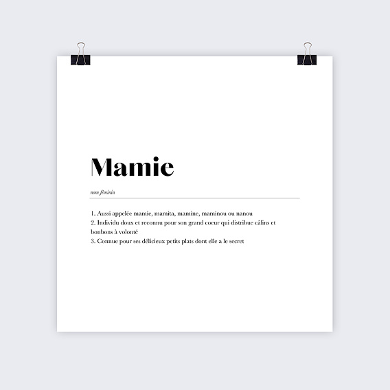 Affiche famille Définition Mamie Recto